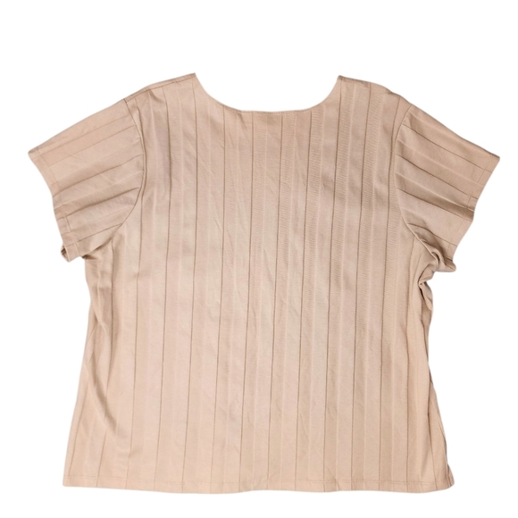 D&Co Women's Short Sleeve Ribbed Tops - Lot of 2 Peach and Tan 2X - Picture 7 of 7